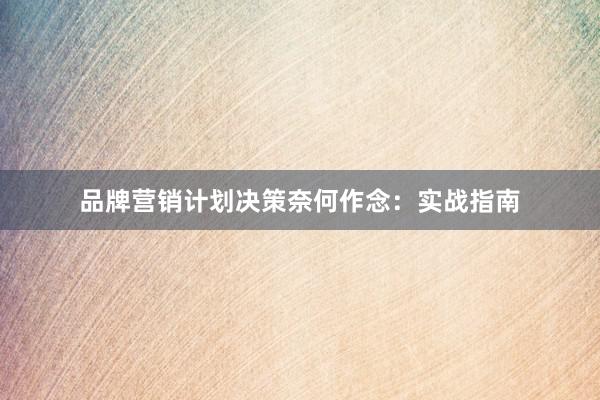 品牌营销计划决策奈何作念：实战指南